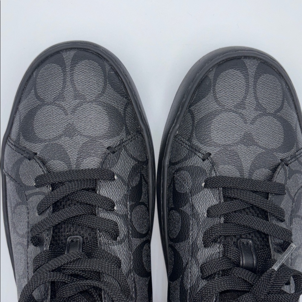 Coach Men’s High Line Signature Logo Black Leather Sneakers Size 12 - Picture 9 of 13